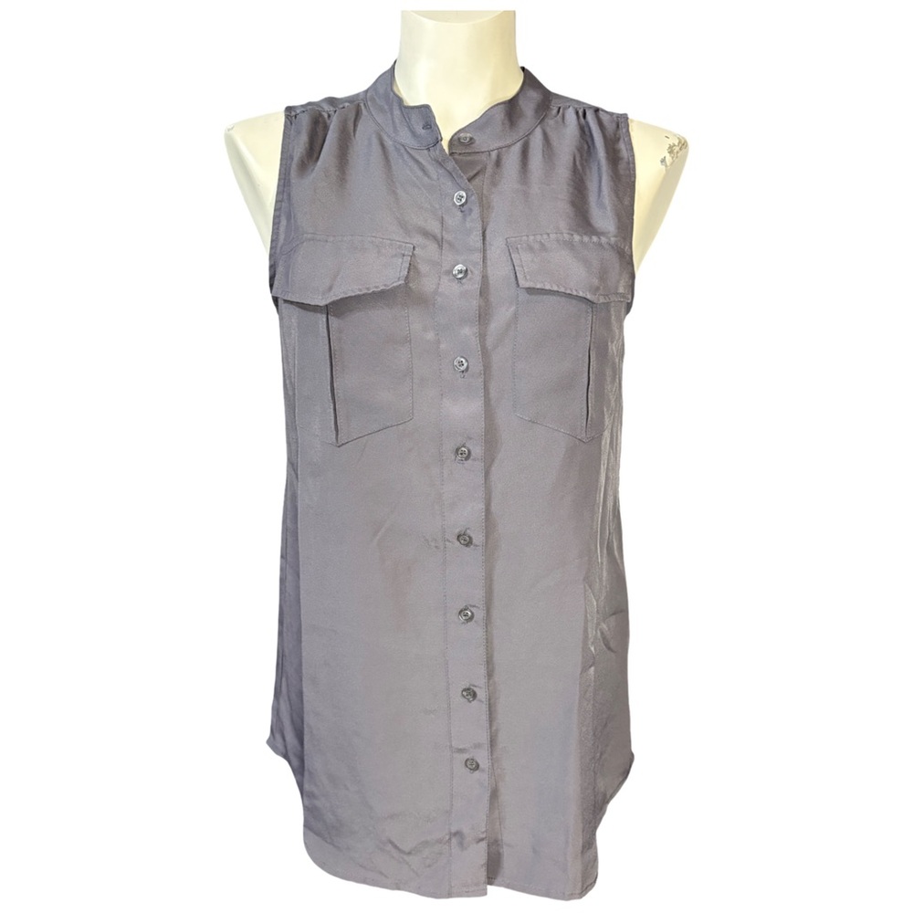 J. Crew Sleeveless Button Down Shirt in Gray